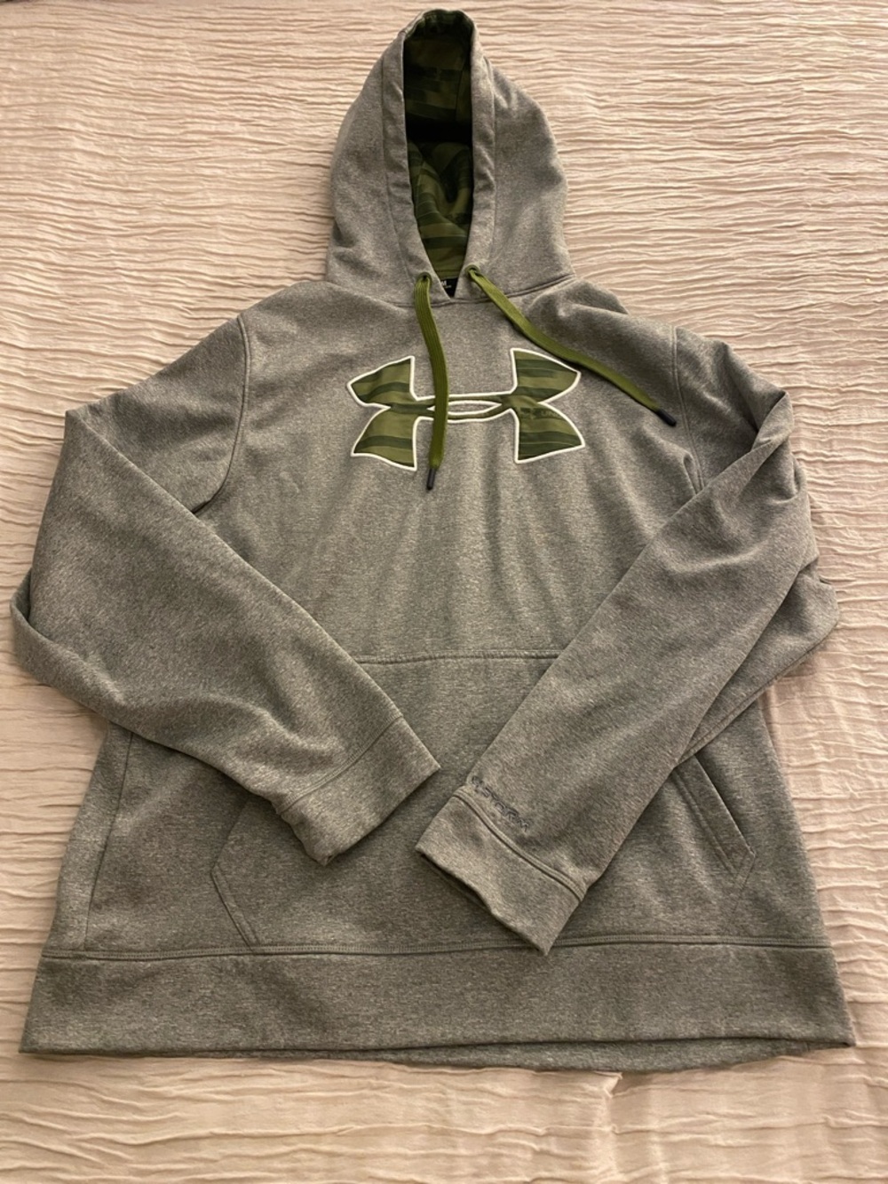 Under Armour Gray Hoodie with Olive Logo and Drawstrings